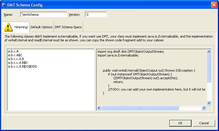config dialog warning panel